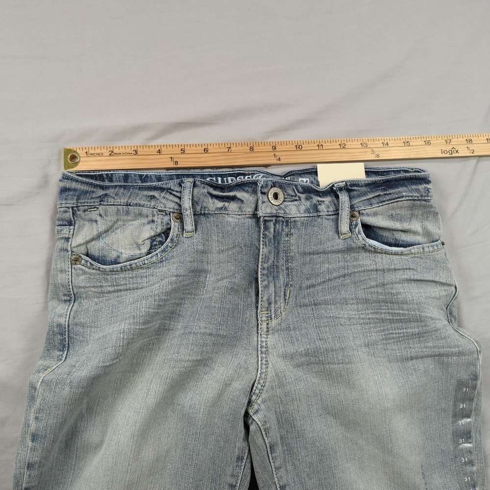 Guess Jeans Womens 31 Blue Flare Stretch Casual Faded Boho Hippie New - Picture 7 of 16